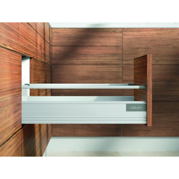 Ящик TANDEMBOX plus с TIP-ON BLUMOTION, с одинарным релингом (высота D 224, глубина 450 мм, вес ящика до 20 кг), крепление под саморез, серый